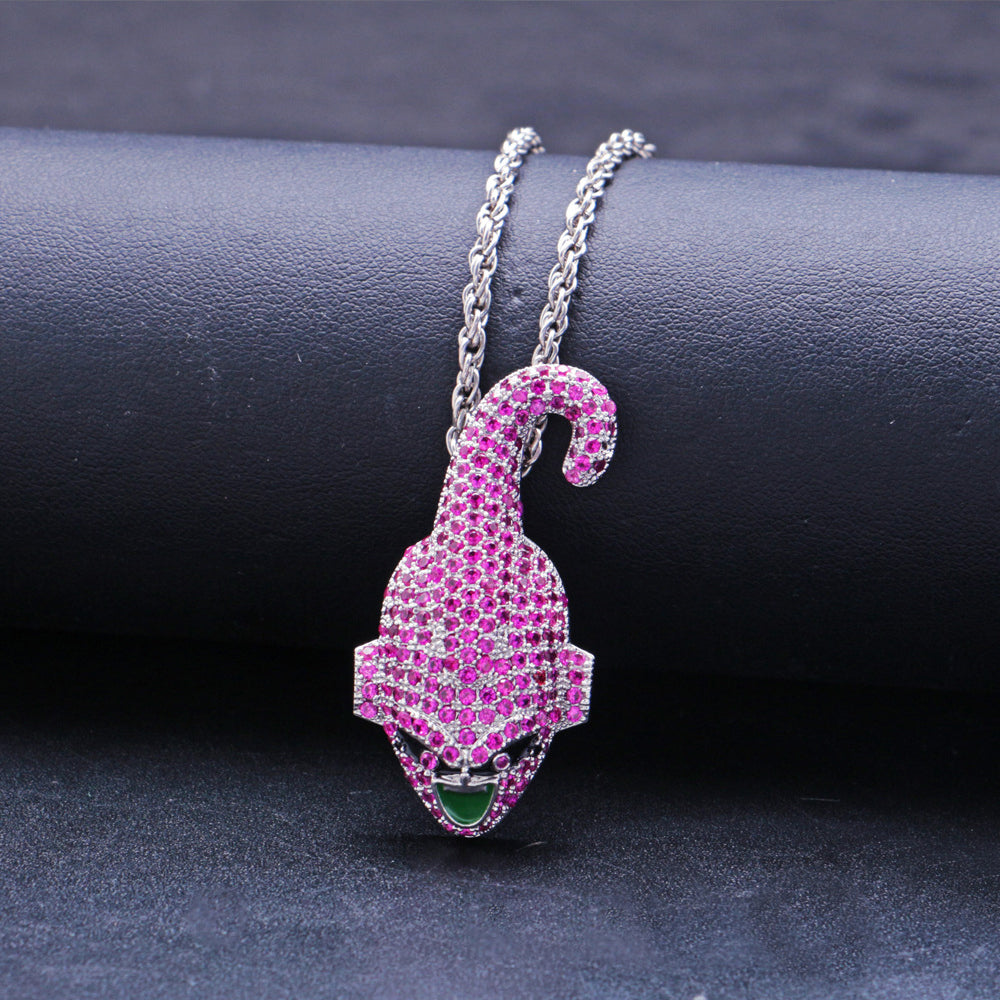 White Gold Iced Kid Buu Pendant Tripodjewelry