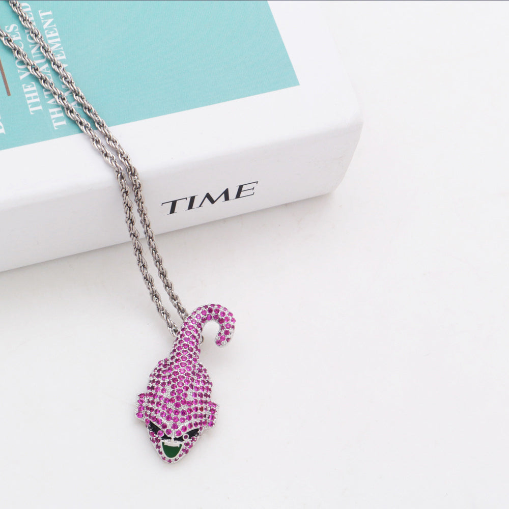 White Gold Iced Kid Buu Pendant Tripodjewelry