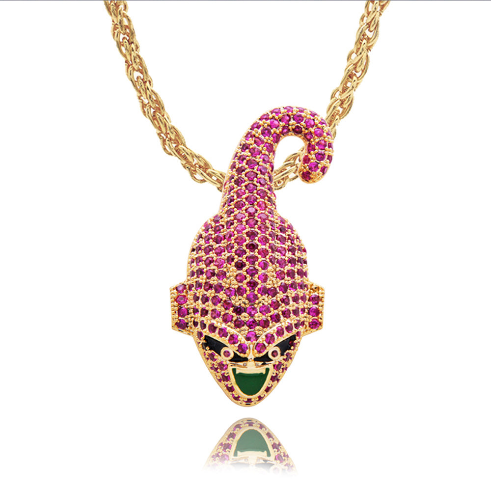 18K Gold Iced Kid Buu Pendant Necklace Tripodjewelry
