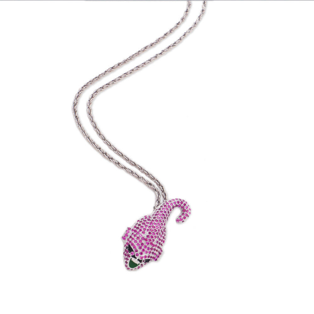 White Gold Iced Kid Buu Pendant Tripodjewelry