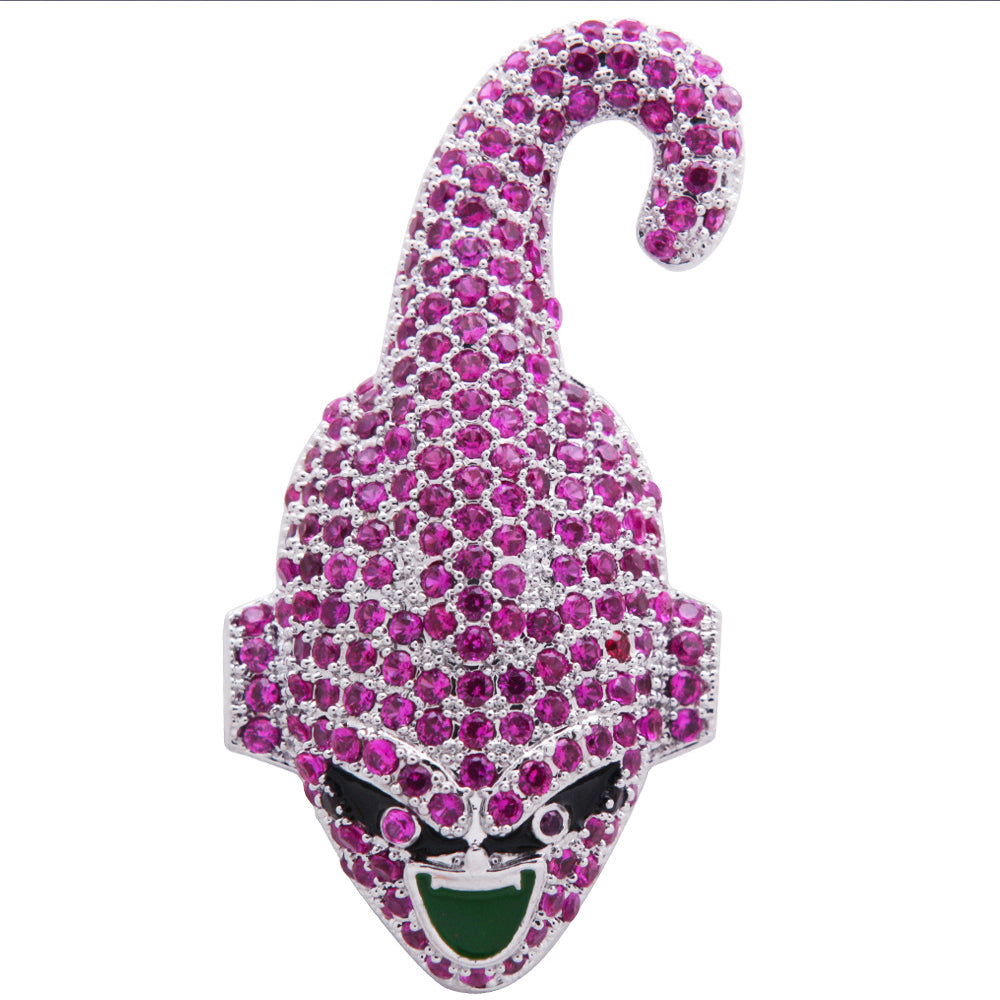 White Gold Iced Kid Buu Pendant Tripodjewelry