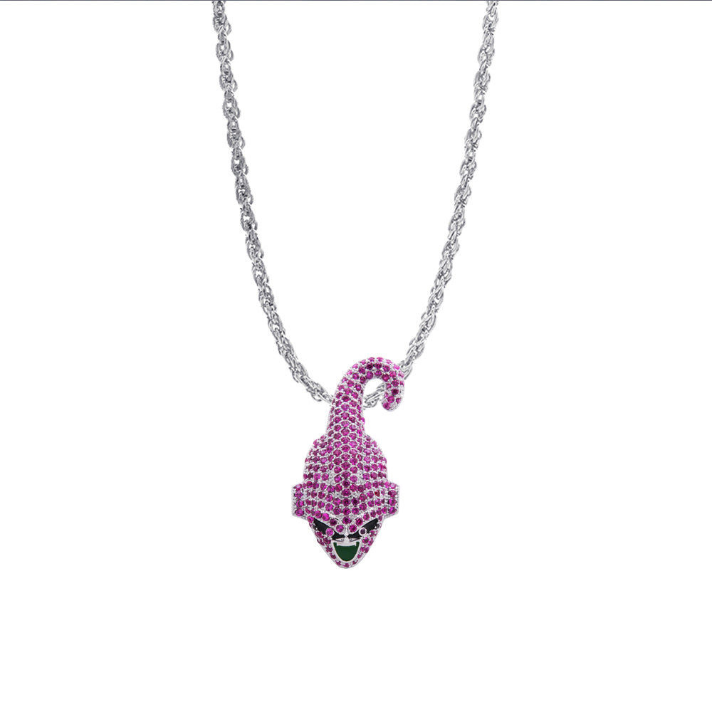 White Gold Iced Kid Buu Pendant Tripodjewelry
