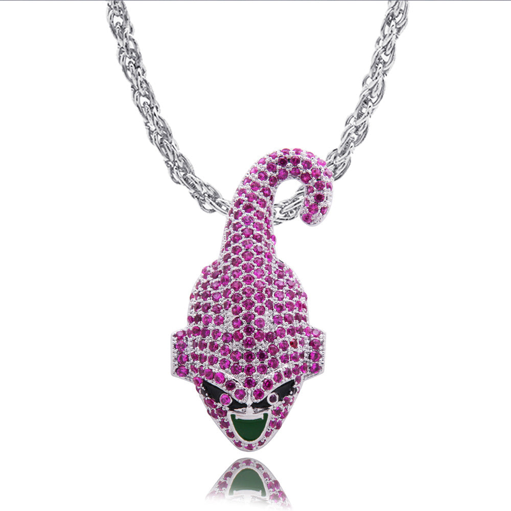 White Gold Iced Kid Buu Pendant Tripodjewelry