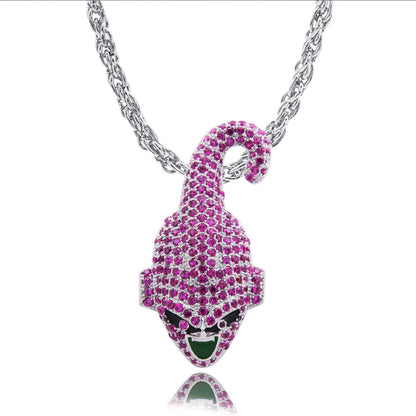 White Gold Iced Kid Buu Pendant Tripodjewelry