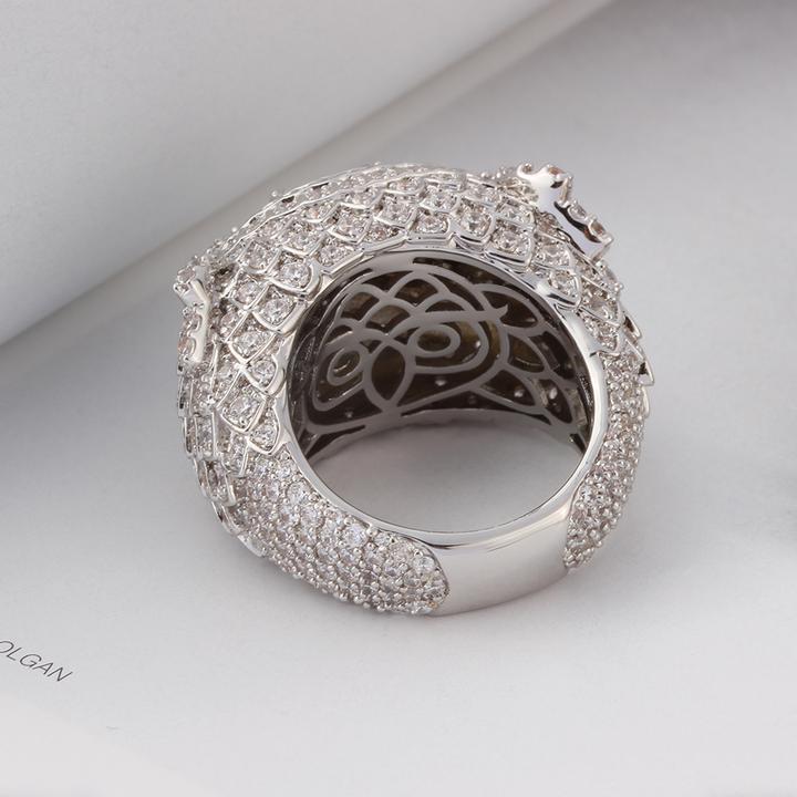 White Gold Iced Out Owl Ring