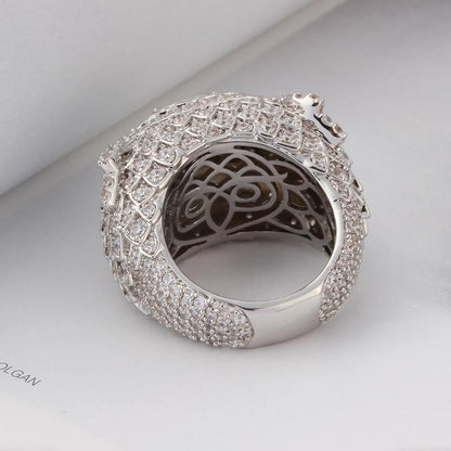 White Gold Iced Out Owl Ring