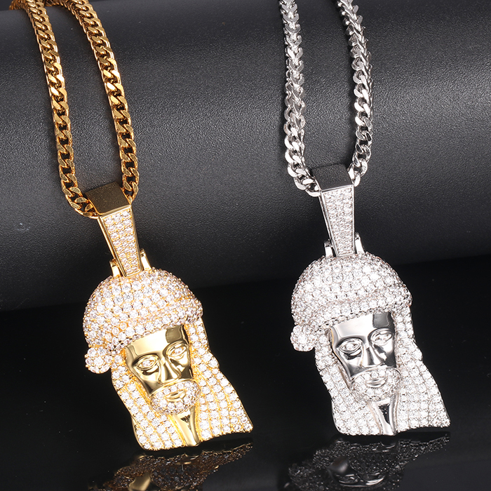 White Gold Iced Out Jesus Pendant Tripodjewelry