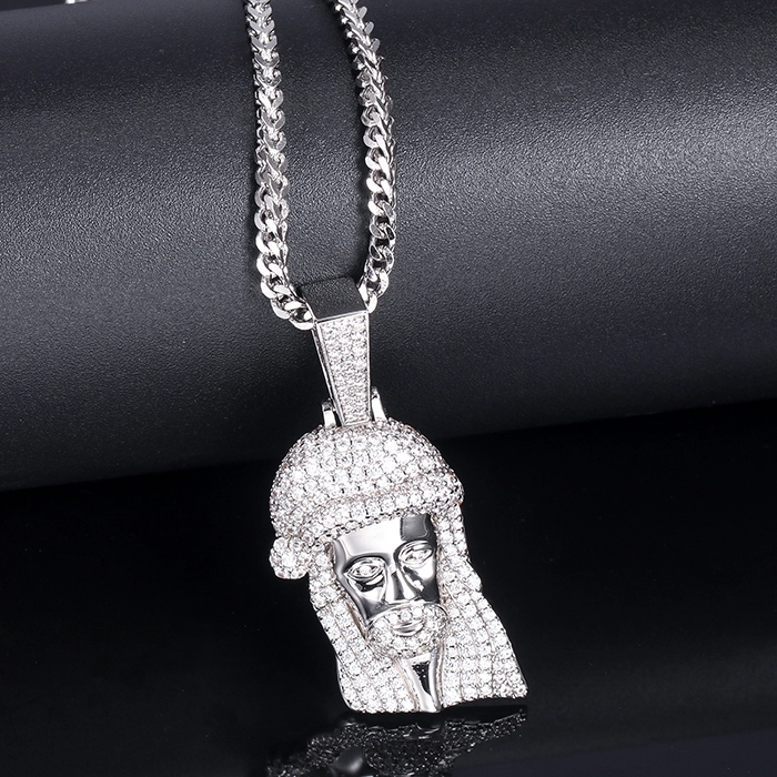 White Gold Iced Out Jesus Pendant Tripodjewelry