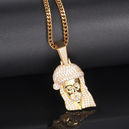 18k Gold Iced Out Jesus Pendant Tripodjewelry