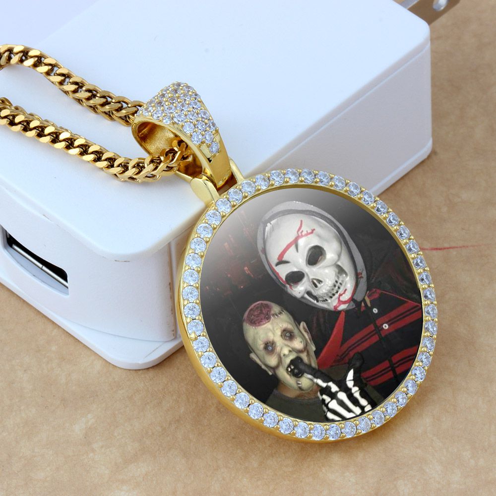 18K 40mm Custom Photo Pendant Personalized - Tripodjewelry