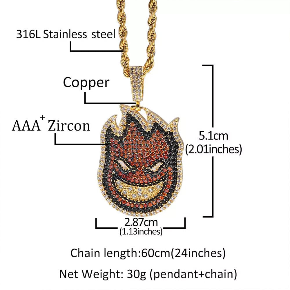 18K Gold Iced 2 Side Spitfire Pendant Tripodjewelry