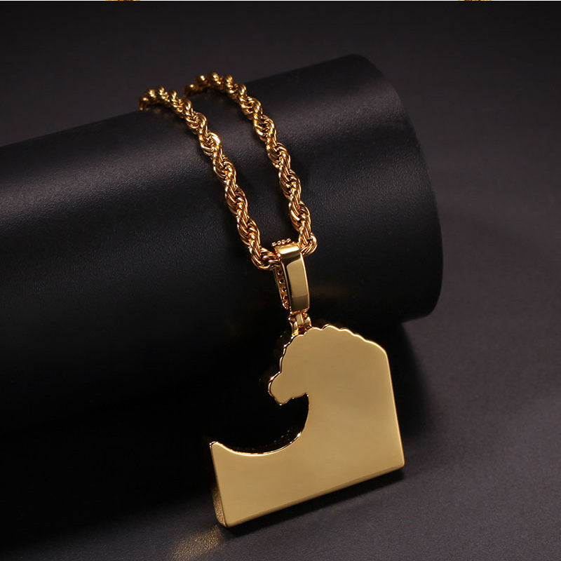 18K Gold Iced Kanagawa Surf Pendants Pendant Tripodjewelry