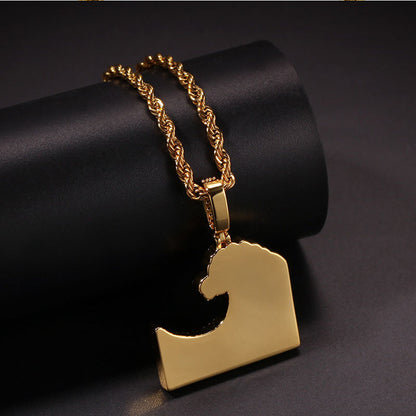18K Gold Iced Kanagawa Surf Pendants Pendant Tripodjewelry