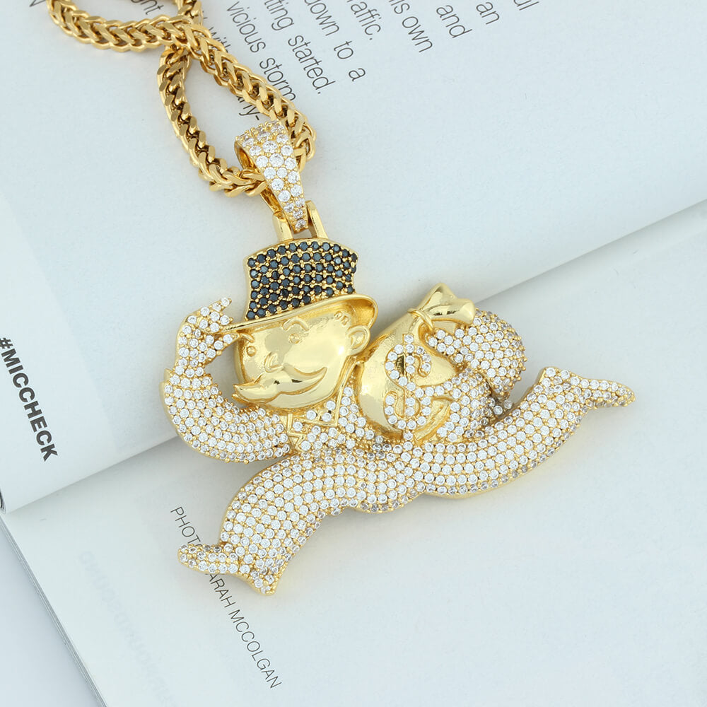 18k/White Gold Iced Diamond Doll Pendants Tripodjewelry