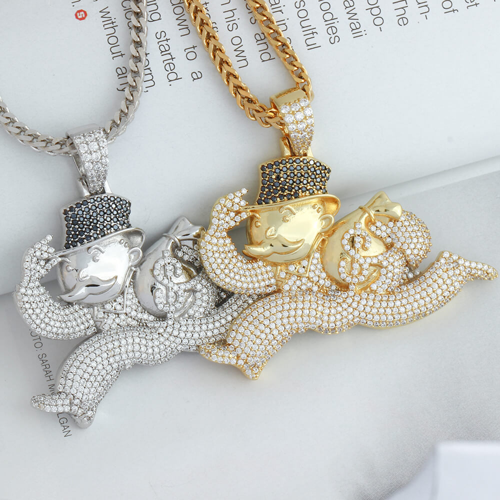 18k/White Gold Iced Diamond Doll Pendants Tripodjewelry