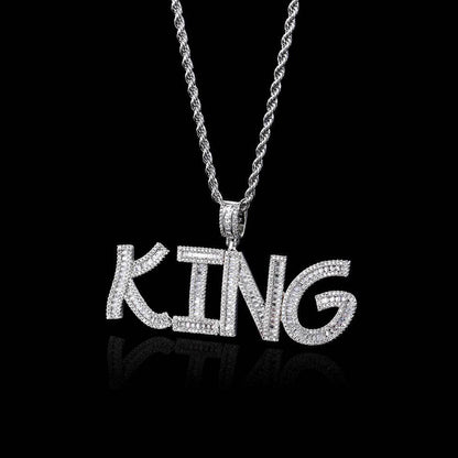 Square Zircon Letter Custom Pendant Necklace Tennis Chain