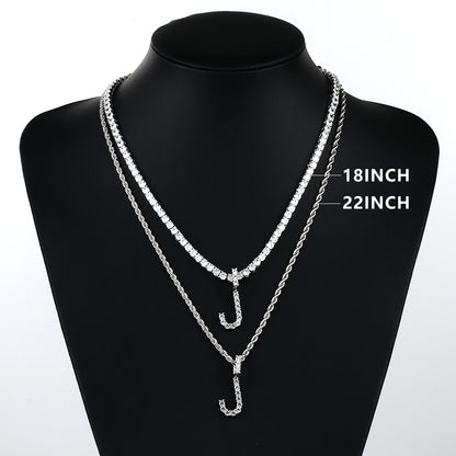 White Gold Personalized  Letter Pendant