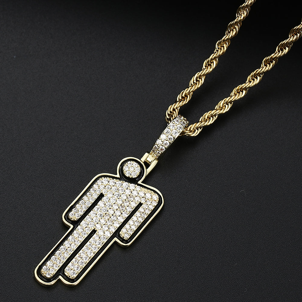 14K Gold Iced Out Villain Pendant Tripodjewelry