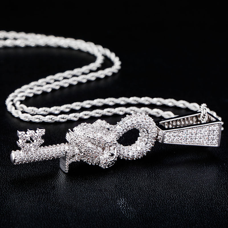 Owl key Full of Zirconia Punk Pendant Tripodjewelry