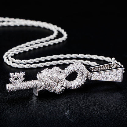 Owl key Full of Zirconia Punk Pendant Tripodjewelry