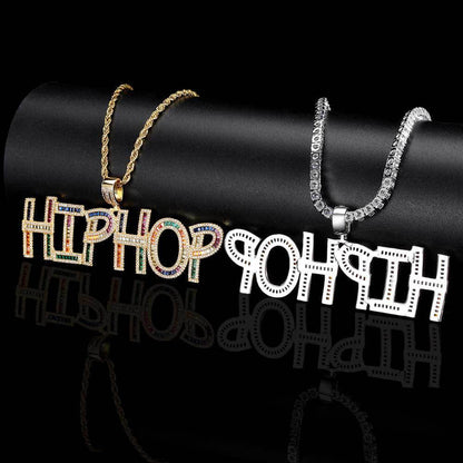 Colorful Zircon Custom Letter Pendant Necklace Stitching