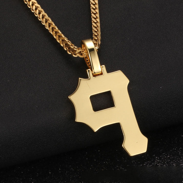 14k/White Gold Iced Out P Letter Pendant Initial necklace