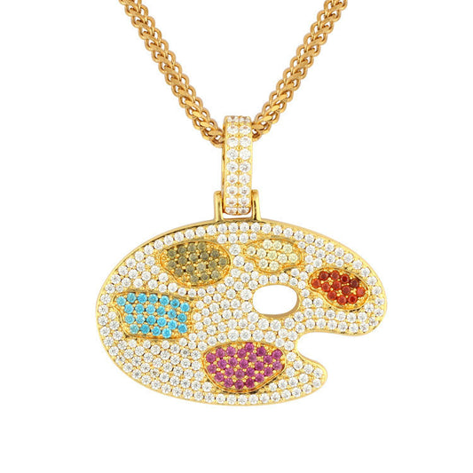 18k/White Gold Iced Drawing Board Pendant Tripodjewelry
