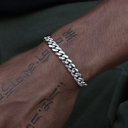 8MM White Gold Plated Miami Cuban Link Bracelet