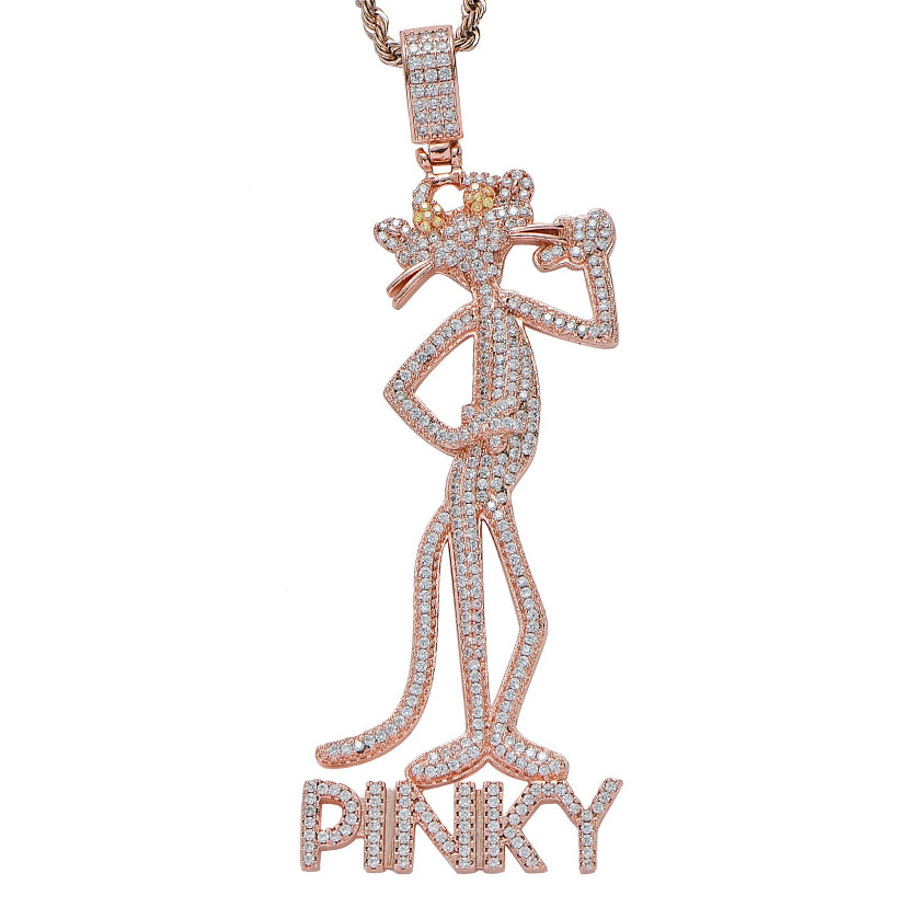 Gold Plated Iced Out  Hip-Hop Leopard Pendant Tripodjewelry