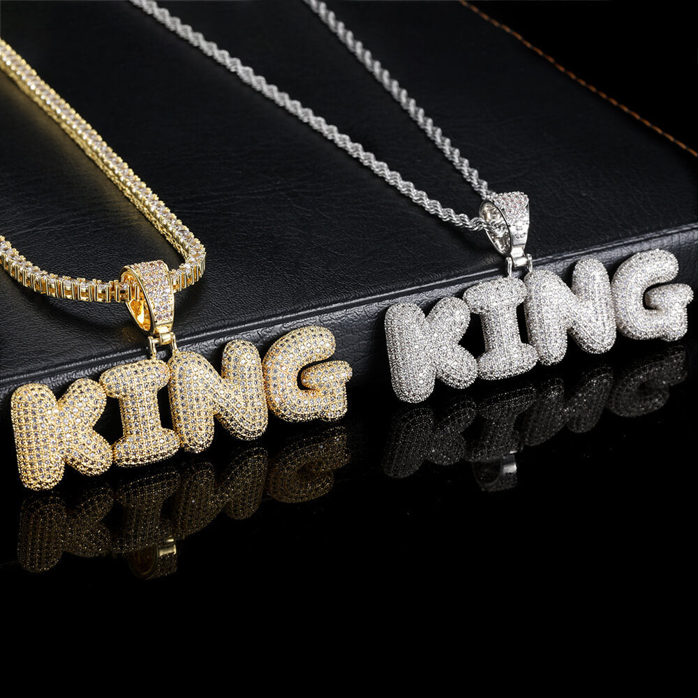 Customized Bubble Letter Name Chain Necklace Name Plate Chains