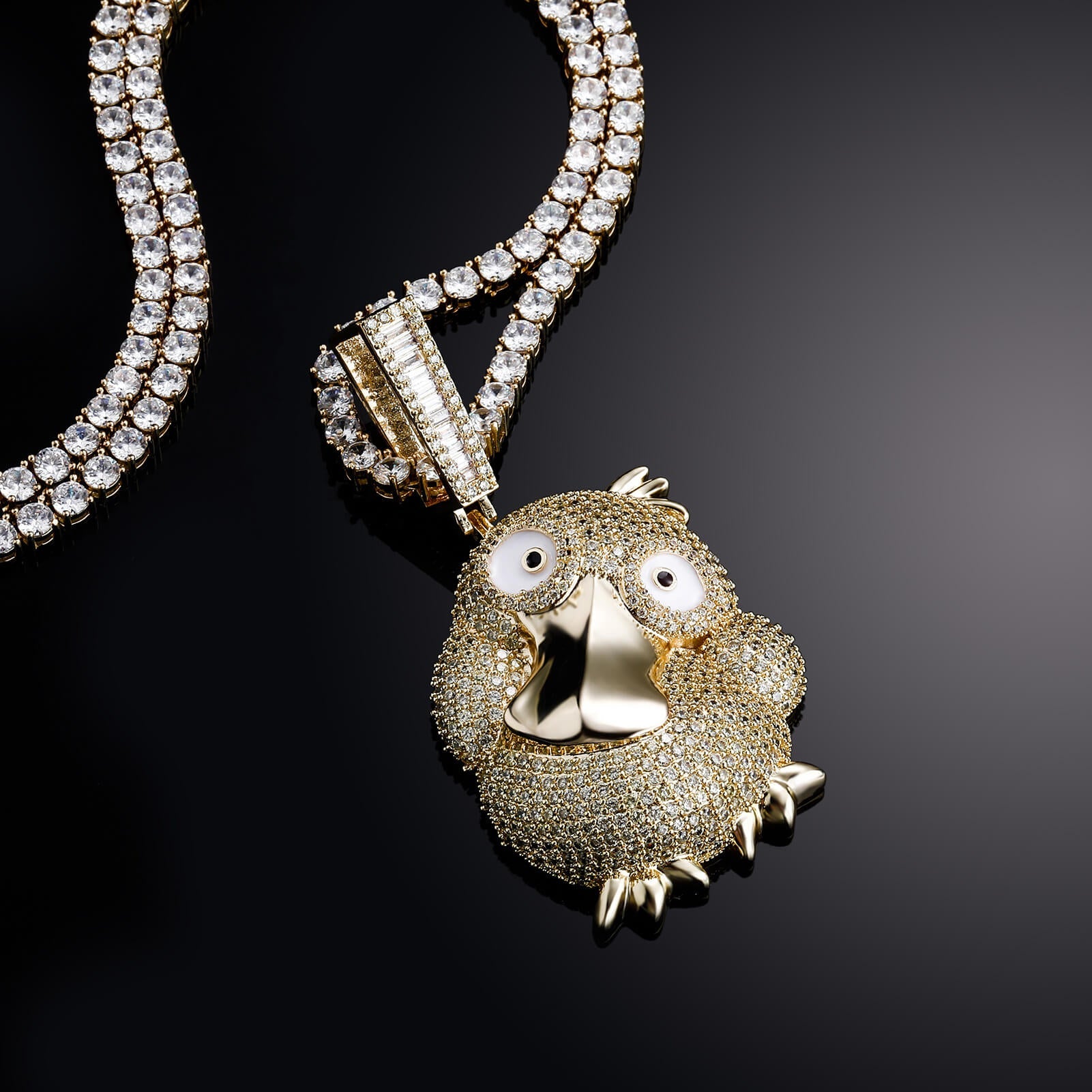 Gold Iced Out Reachable Duck Pendant Hip Hop Jewelry Tripodjewelry