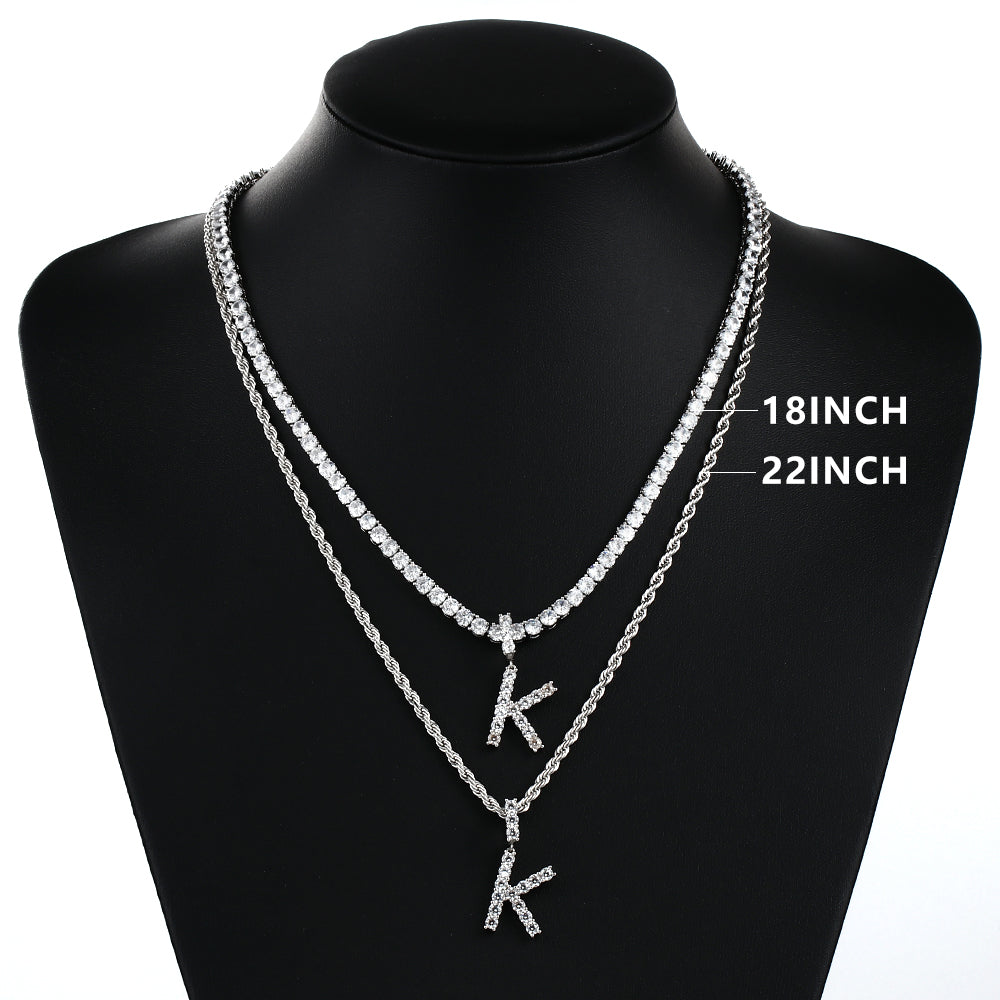 White Gold Personalized  Letter Pendant