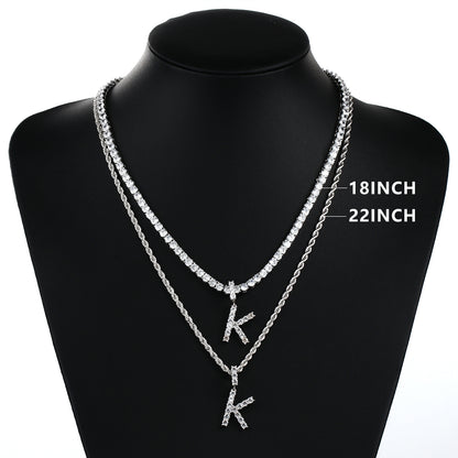 White Gold Personalized  Letter Pendant