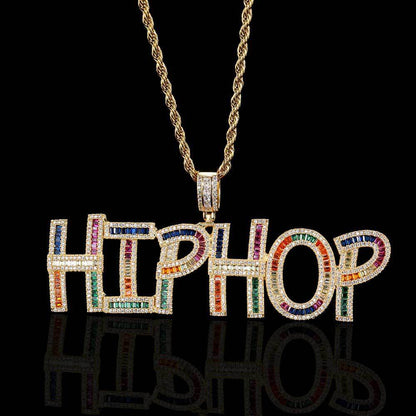 Colorful Zircon Custom Letter Pendant Necklace Stitching