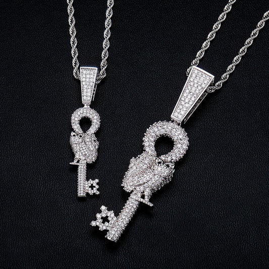 Owl key Full of Zirconia Punk Pendant Tripodjewelry