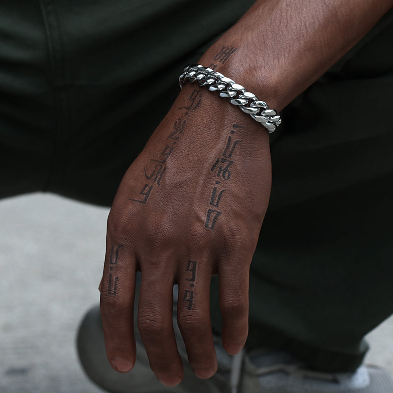 12MM White Gold Plated Miami Cuban Link Chain And Bracelet Set