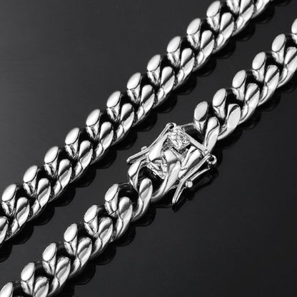 12MM White Gold Plated Miami Cuban Link Bracelet