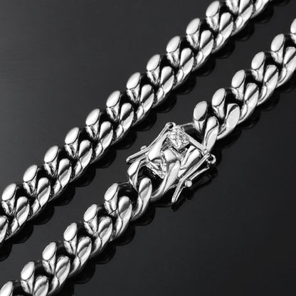 12MM White Gold Plated Miami Cuban Link Chain And Bracelet Set