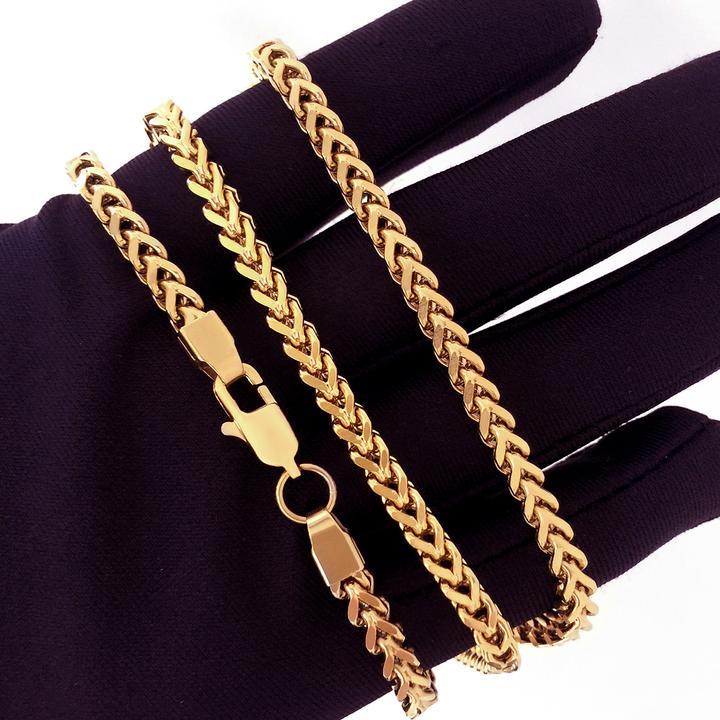 4MM 18K Gold Plated Stainless Steel Franco Chain Necklace