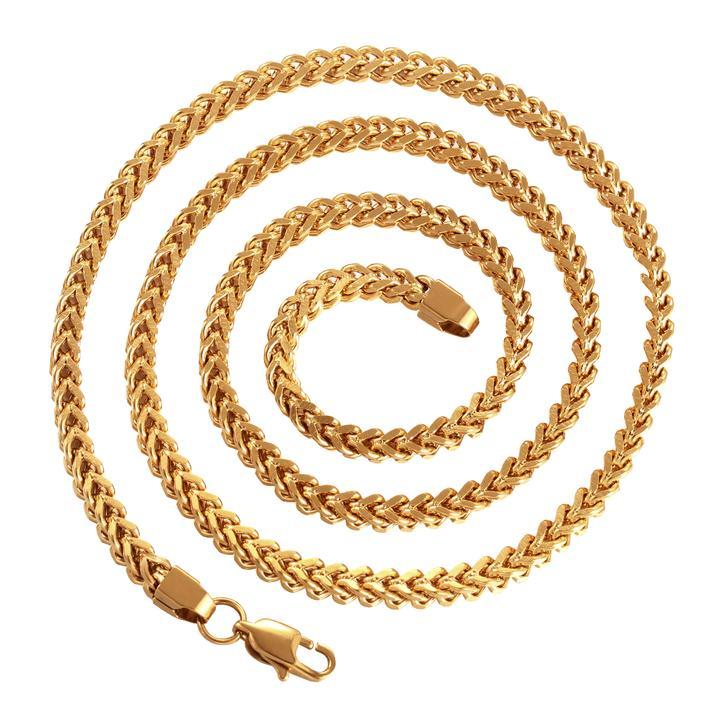 4MM 18K Gold Plated Stainless Steel Franco Chain Necklace