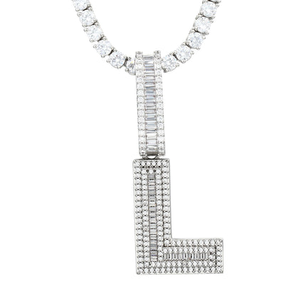 White Gold Plated Cubic Zirconia Initial Pendant | Letter Necklaces