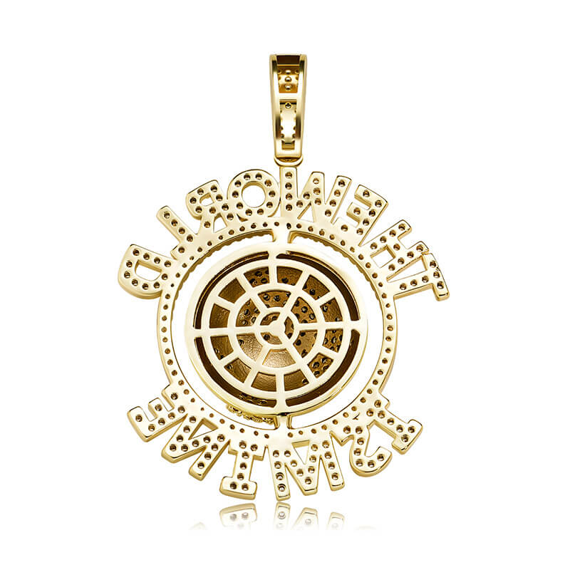 18k Iced Out World-Earth Pendant