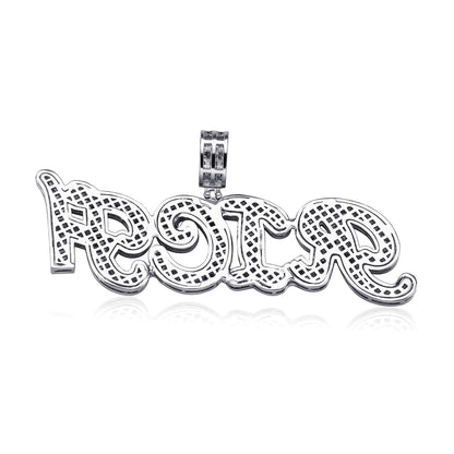 Iced Out Custom Baguette Letters Pendant Necklace For Men White Gold