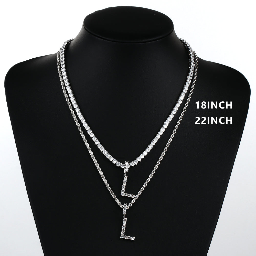 White Gold Personalized  Letter Pendant