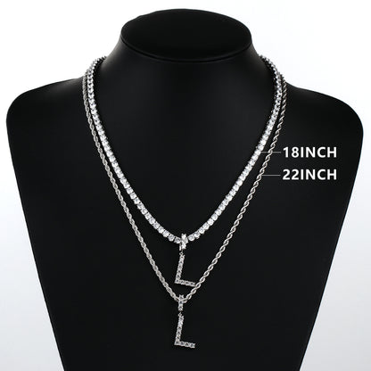 White Gold Personalized  Letter Pendant