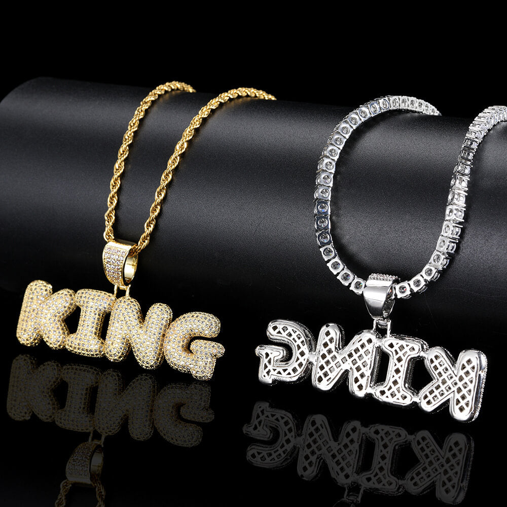 Customized Bubble Letter Name Chain Necklace Name Plate Chains