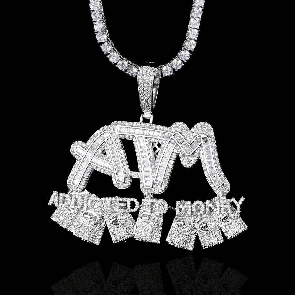 Gold/White Gold Zircon Letter ATM Pendant