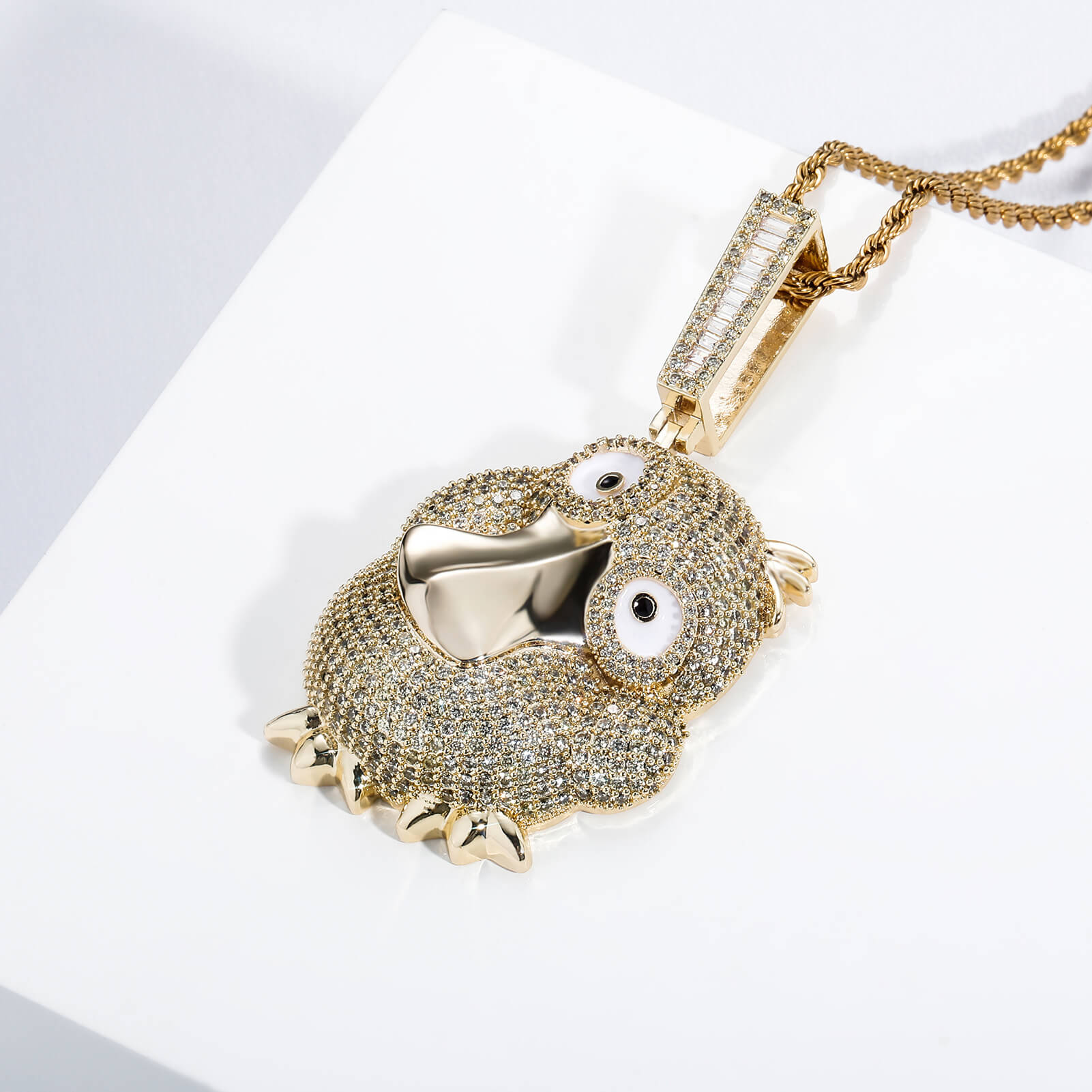 Gold Iced Out Reachable Duck Pendant Hip Hop Jewelry Tripodjewelry