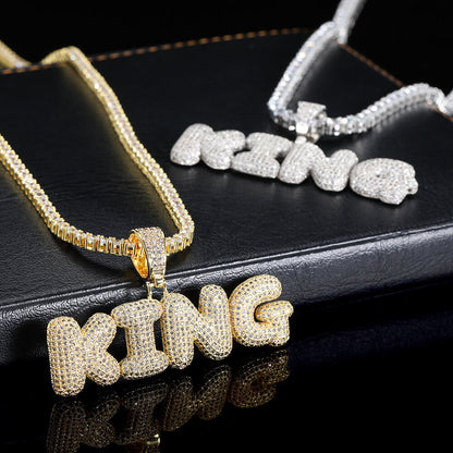 Customized Bubble Letter Name Chain Necklace Name Plate Chains