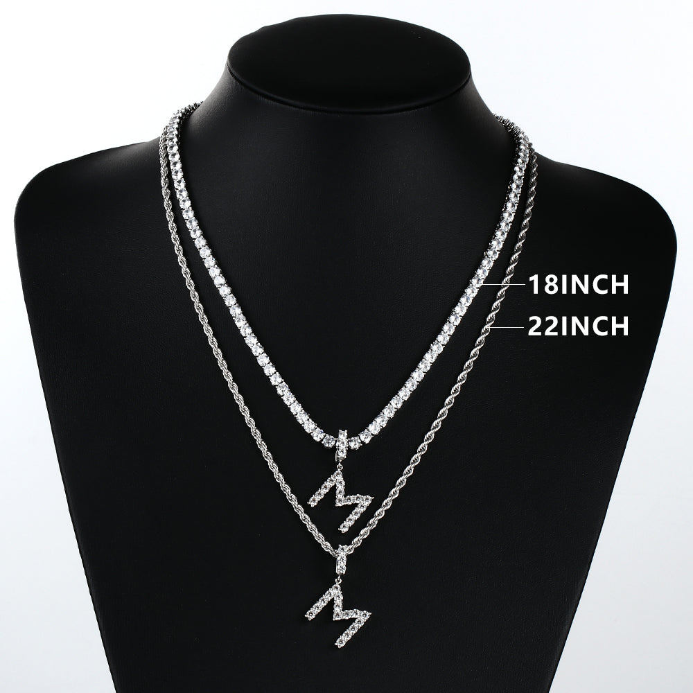 White Gold Personalized  Letter Pendant